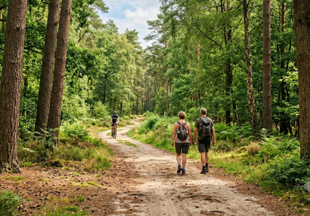 Wandelen over een bospad